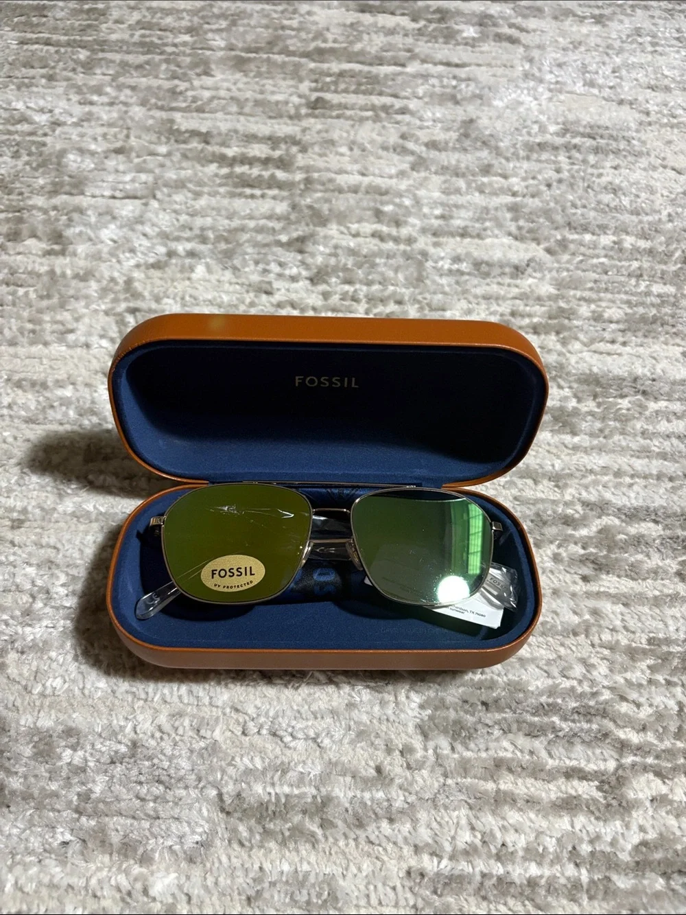 Fossil Gold Frame Sunglasses with Green Lenses